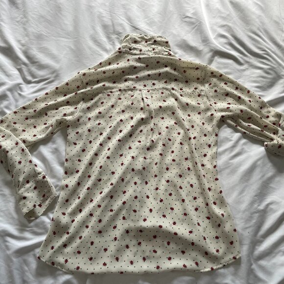 Express The Portofino Shirt Slim Fit Long Sleeves Ladybug Print Cream Womens M - Picture 4 of 7